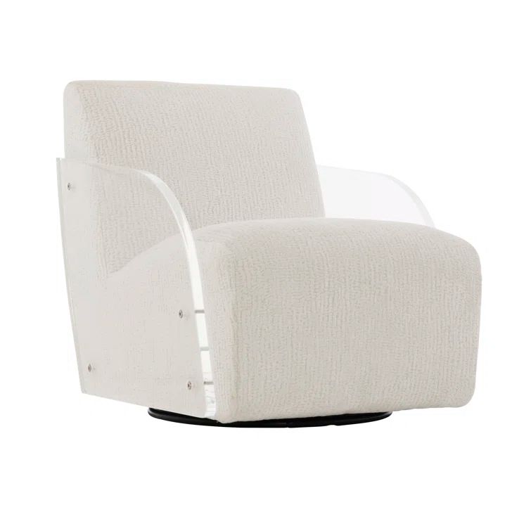 Dorado Snow Chenille Swivel Armchair with Acrylic Sides