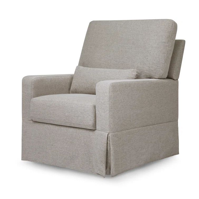 Gray Performance Fabric Swivel Glider with Pillowback Cushion