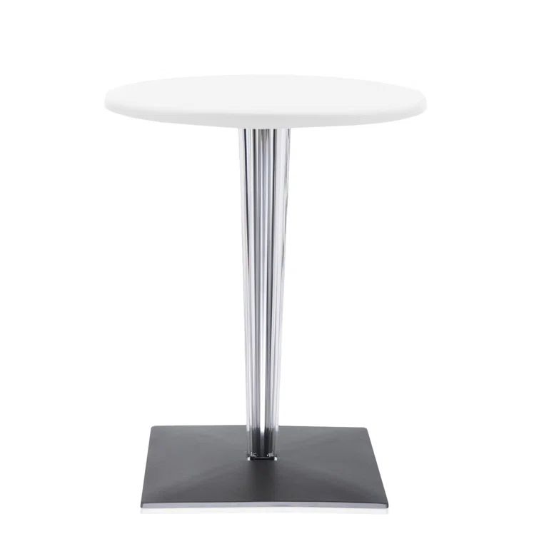 White Melamine 24" Square Coffee Table with Transparent Legs