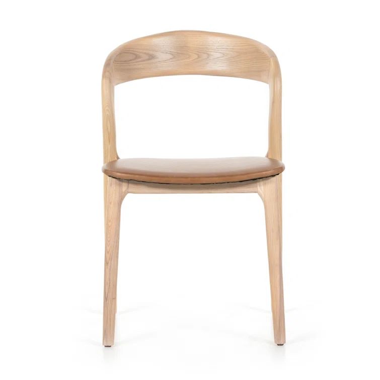 Sonoma Butterscotch Leather Side Chair with Solid Ash Frame