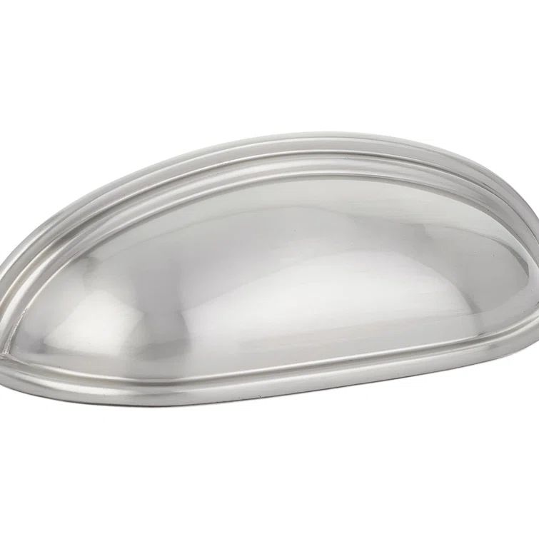 Satin Nickel Traditional Cup Cabinet Pull with Mounting Hardware