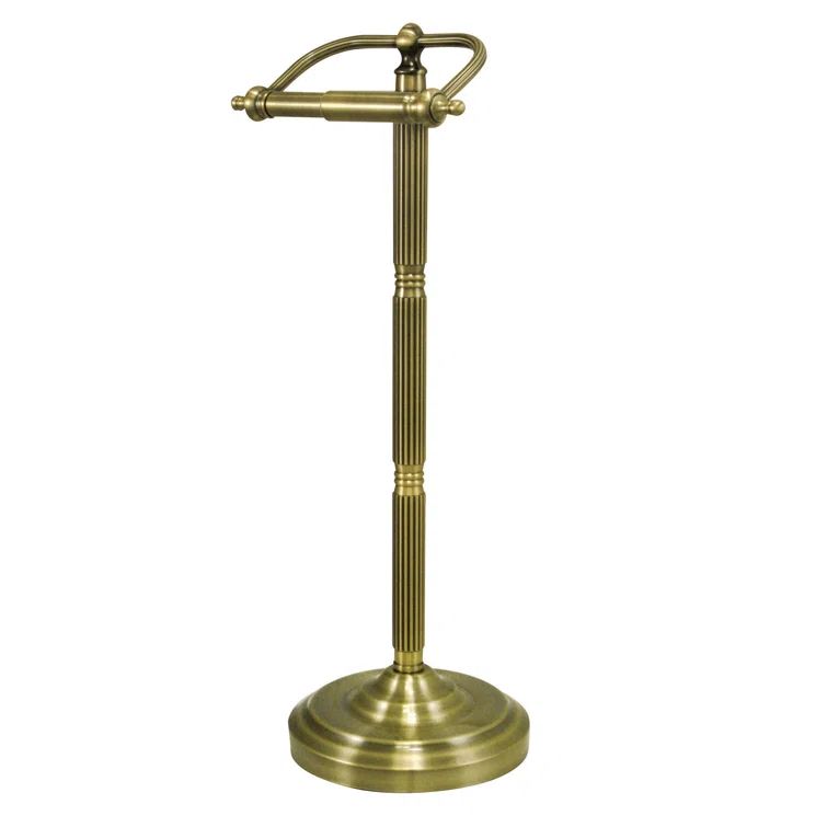 Antique Brass Freestanding Toilet Paper Holder with Pedestal Base