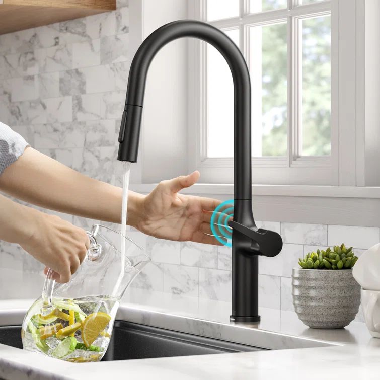 Matte Black Touch-Control Pull-Down Kitchen Faucet