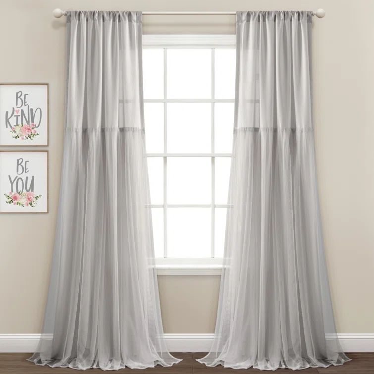Light Gray Sheer Polyester Rod Pocket Window Panels, 40" x 84"