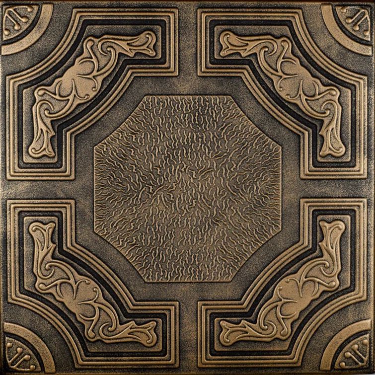 Antique Brass Faux Tin Glue-Up Ceiling Tile Set