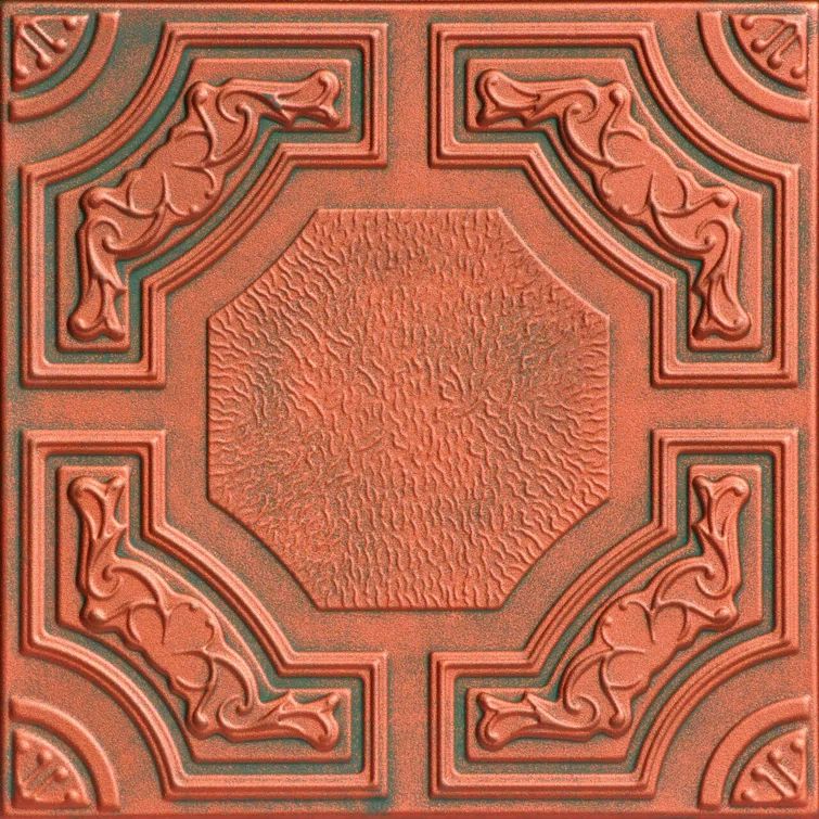 Copper Patina Faux Tin Glue-Up Ceiling Tile Set