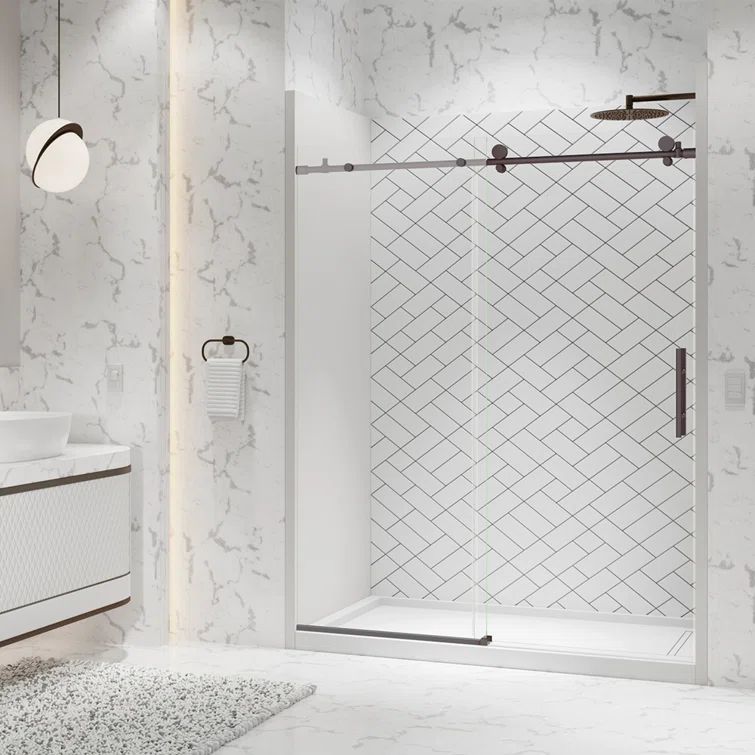 Eclipse 60" Oil Rubbed Bronze Frameless Sliding Shower Door
