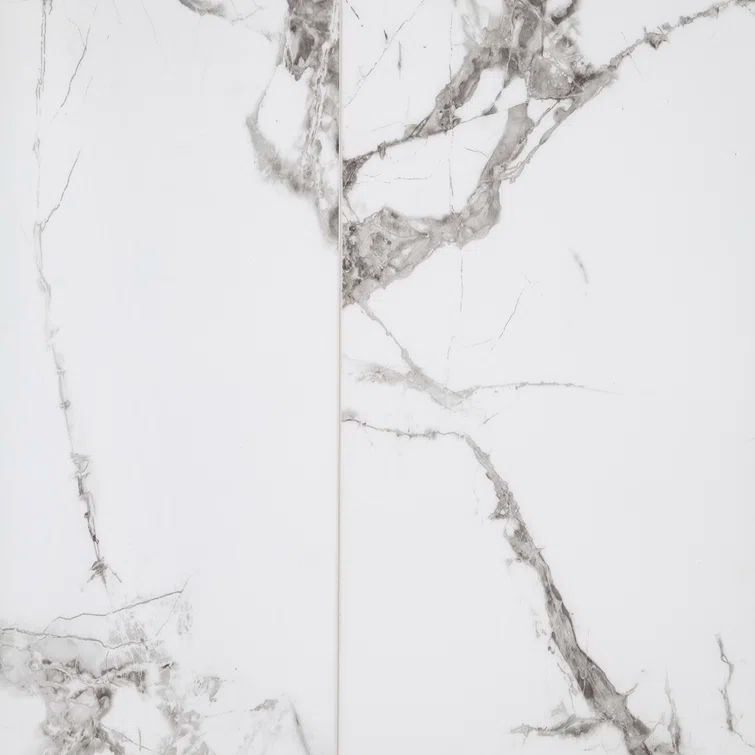 Carrara Porcelain 12" x 24" Waterproof Rigid Core Vinyl Tile