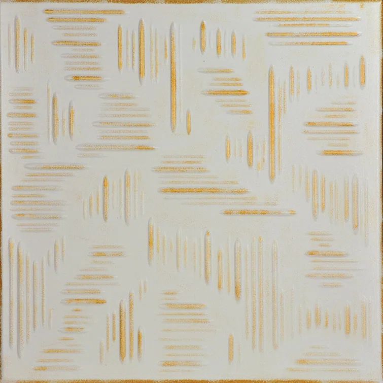 White Washed Gold Faux Tin Glue-Up Ceiling Tile