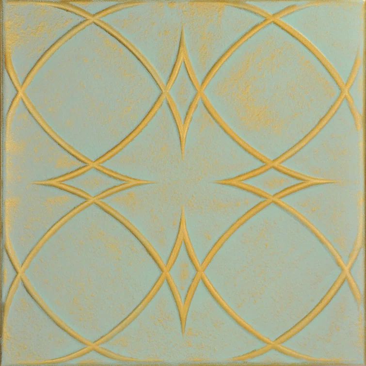 Gold Moss Faux Tin Glue-Up Ceiling Tile, 2 x 2 ft