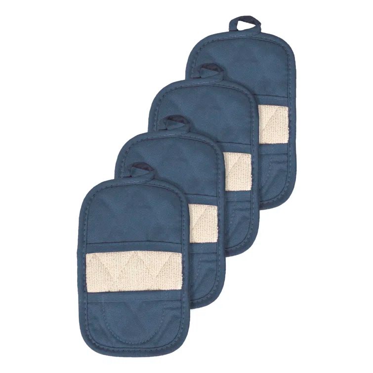 Federal Blue Cotton Pot Holder Mitt Set, 4-Pack