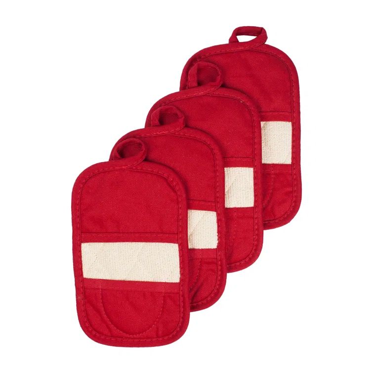 Paprika Red Cotton Canvas Pot Holder Set