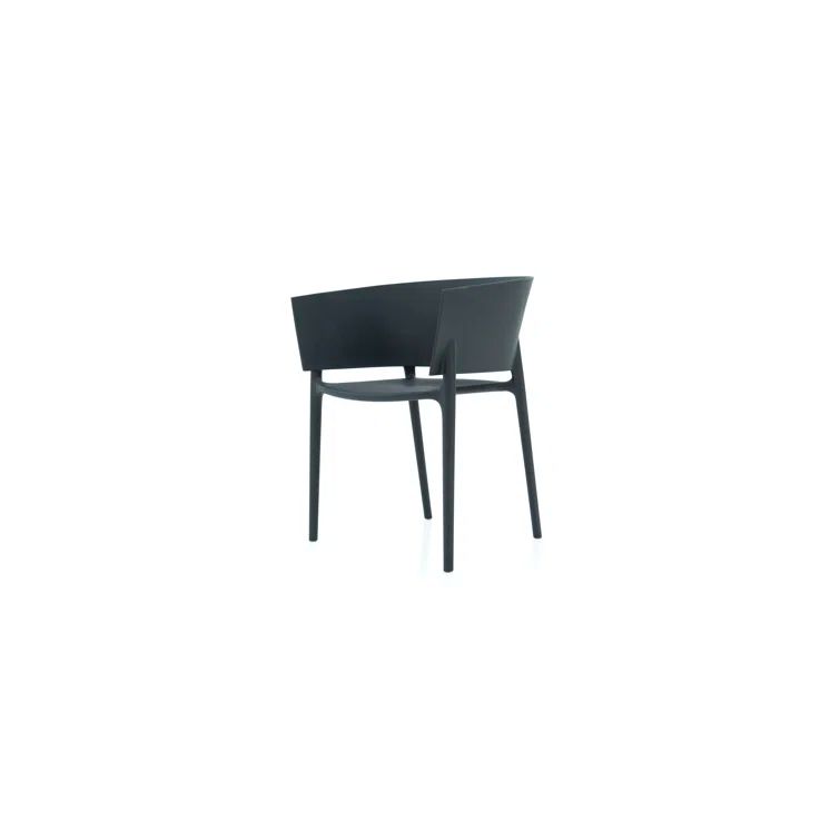 Elegantly Curved Matte Black Polypropylene Dining Chair by Eugeni Quitllet