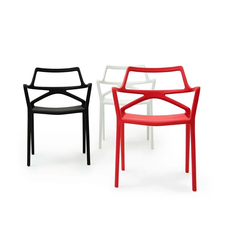 Red Matte Polypropylene Modern Dining Armchair