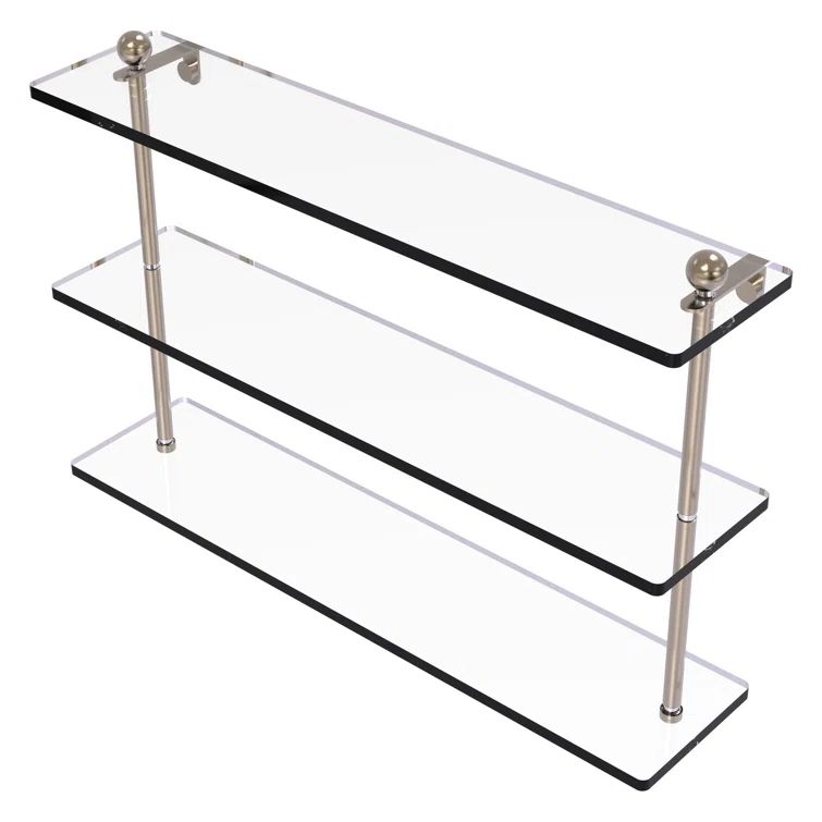 Antique Pewter 22" Triple Tiered Glass Wall Shelf