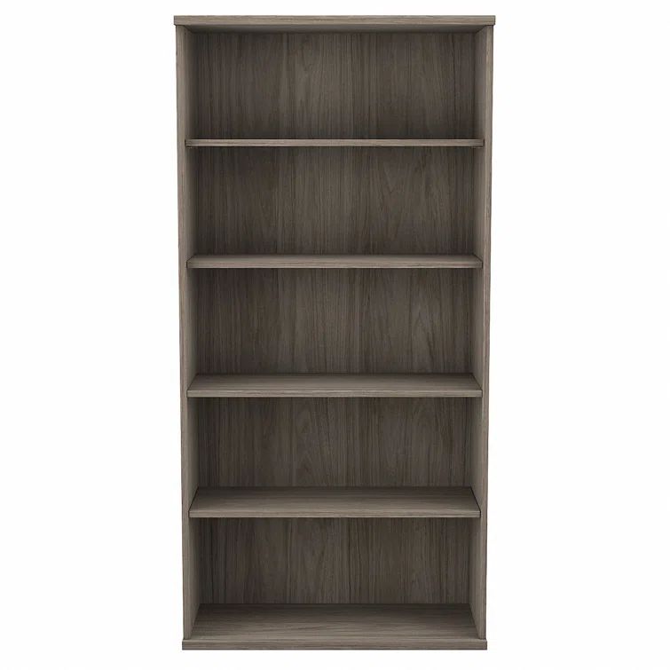 Contemporary Modern Hickory Tall 5-Shelf Adjustable Bookcase