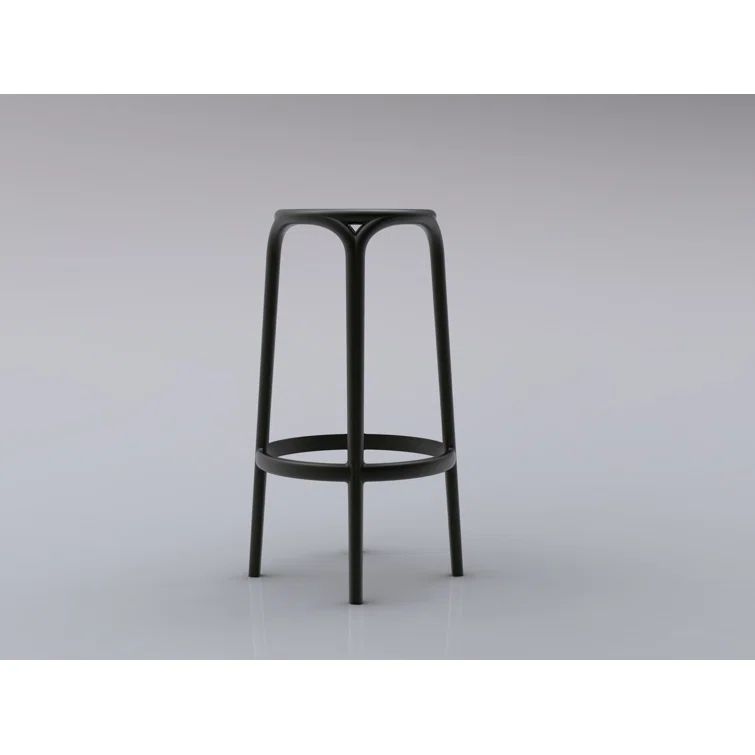 Urban Bridge-Inspired Black Matte Bar Stool in Polypropylene