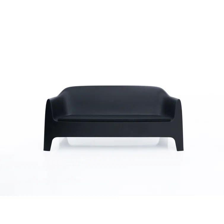 Solid Black Matte Polypropylene Outdoor Sofa
