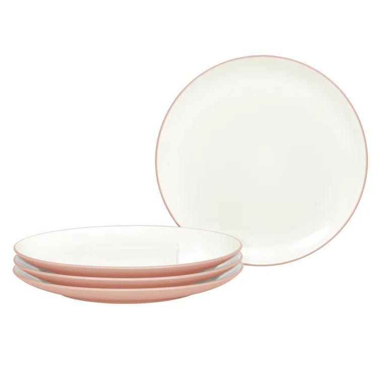 Pink Ceramic Microwave-Safe Dinner Plates, Set of 4