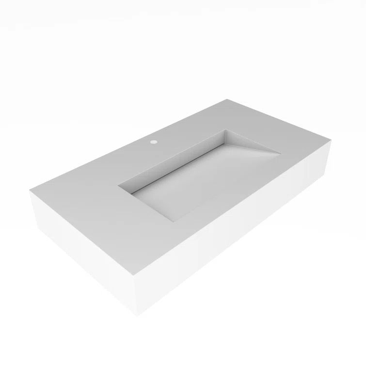 Pyramid 36" Matte White Solid Surface Wall-Mount Bathroom Sink