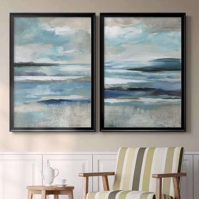 Distant Drama Blue and Gray Canvas Print Set