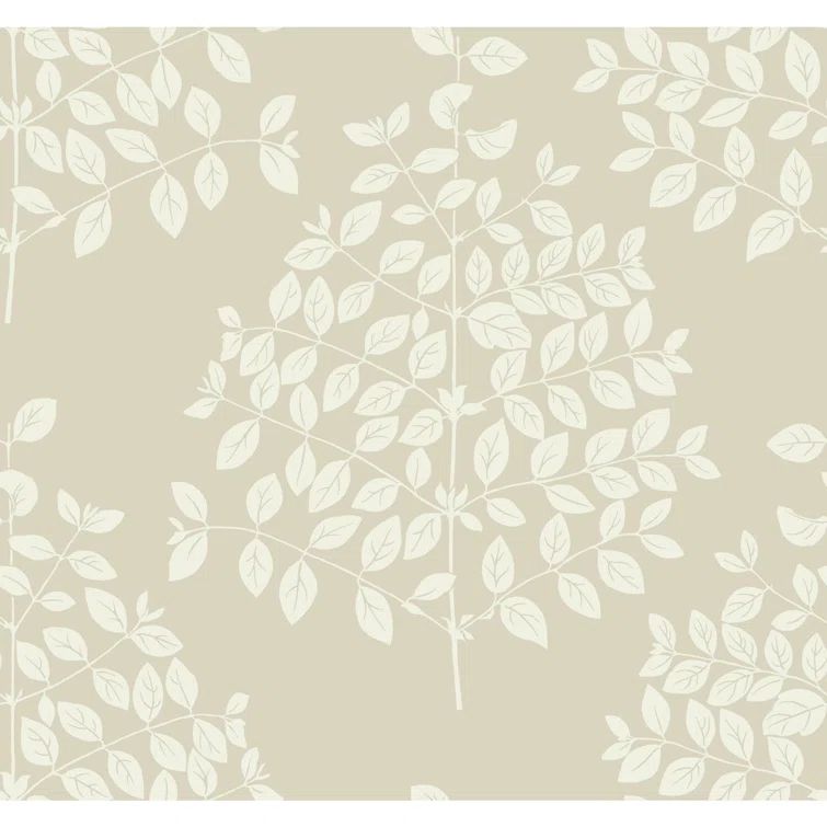 Pearl Taupe Botanical Nonwoven Wallpaper Roll