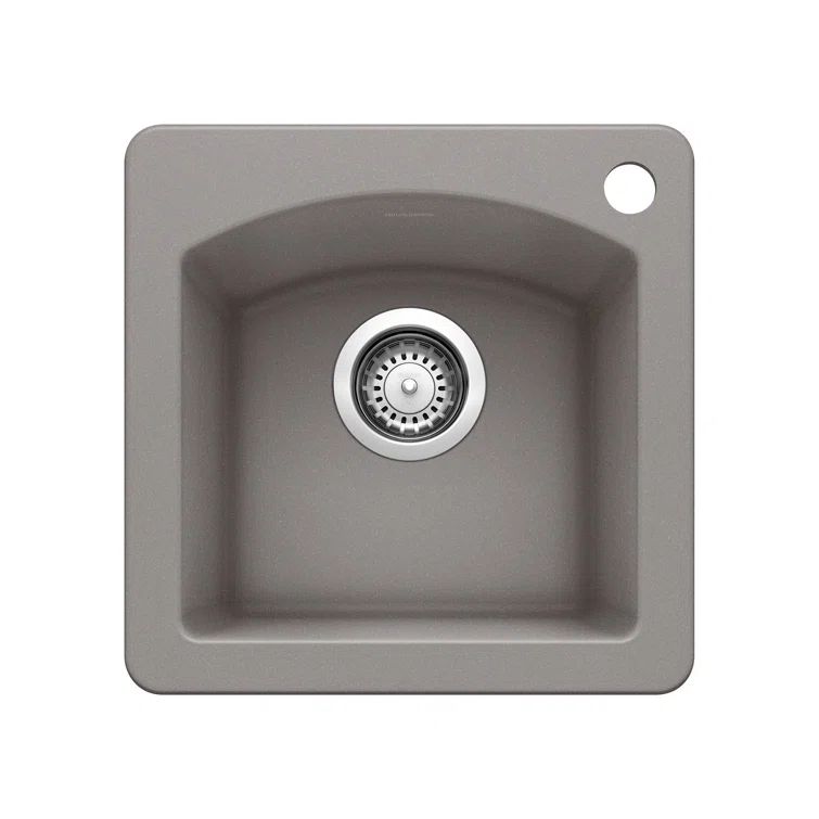 Metallic Gray Silgranit Single Bowl Drop-In Bar Sink