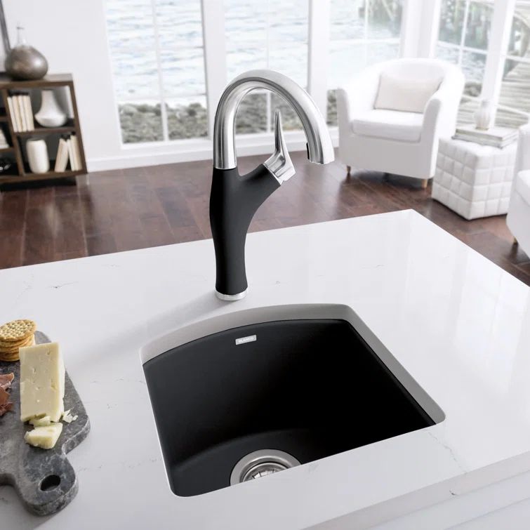 Anthracite Granite Composite Drop-In Bar Sink with 8" Depth