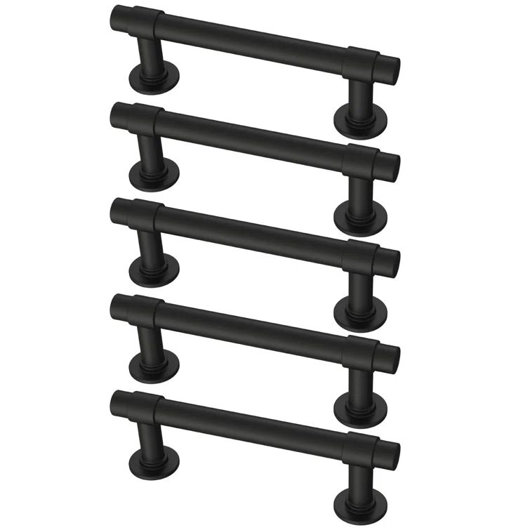 Francisco 3" Matte Black Brass Bar Pulls with Mounting Hardware
