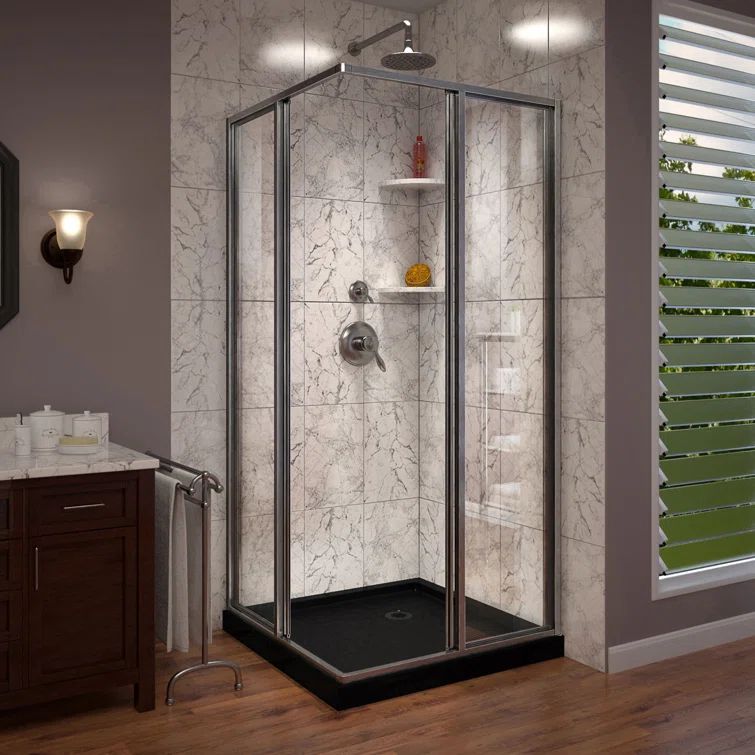 DreamLine 36" Brushed Nickel and Black Acrylic Shower Enclosure
