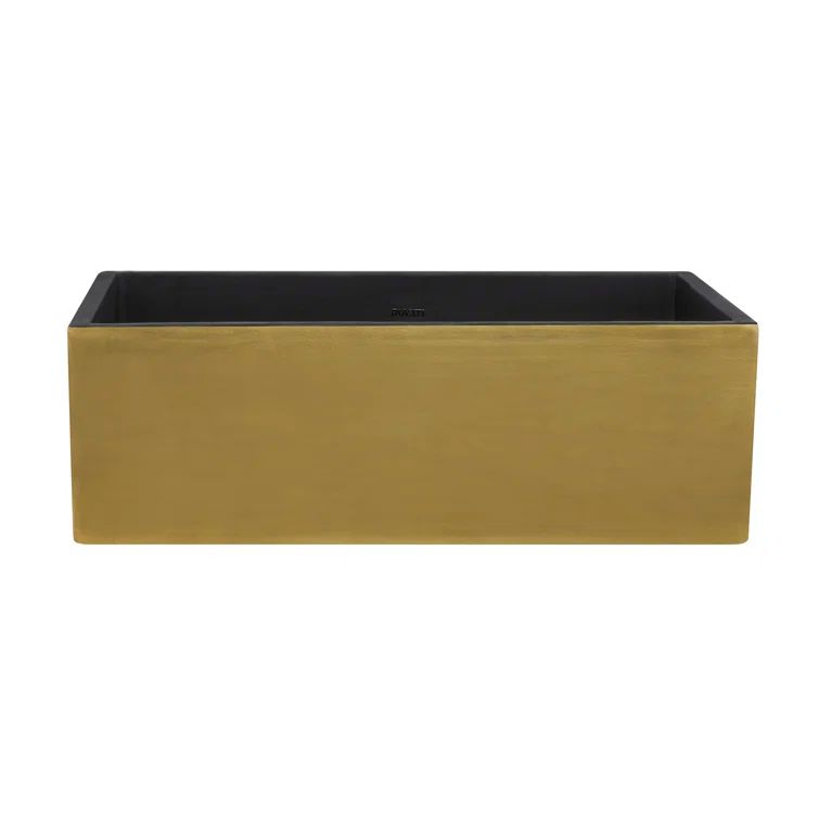 Matte Black and Brushed Gold Fireclay Farmhouse Kitchen Sink