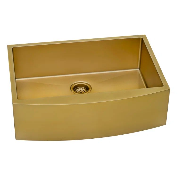 30-Inch Brass Tone Matte Gold Stainless Steel Farmhouse Sink