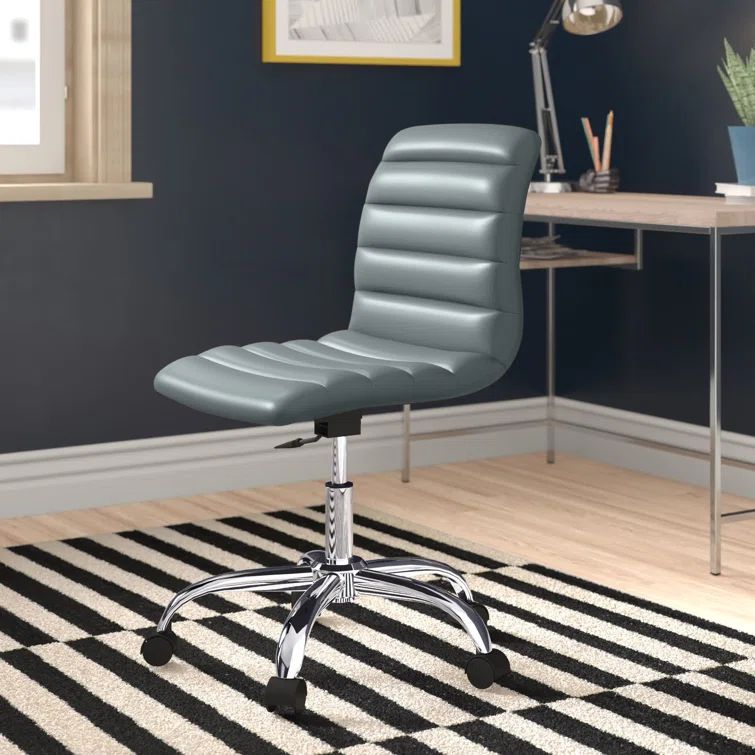 Ripple Mid-Back Swivel Task Chair in Gray Faux Leather