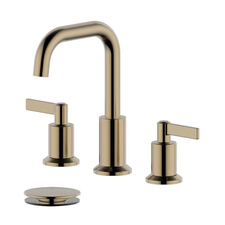 Gold Stainless Steel Double Handle Widespread Bathroom Faucet