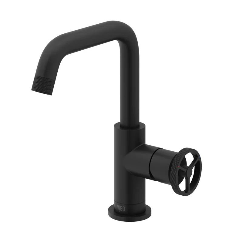 Cass 9'' High Aerodynamic Wheel Handle Matte Black Bathroom Faucet