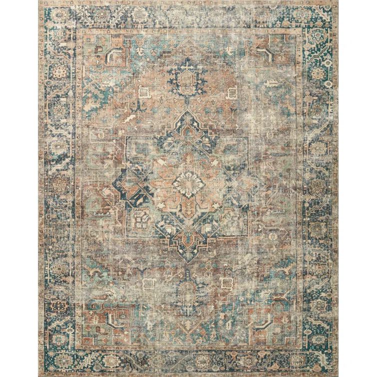 Elysian Blue Oriental 8' x 10' Easy-Care Synthetic Area Rug