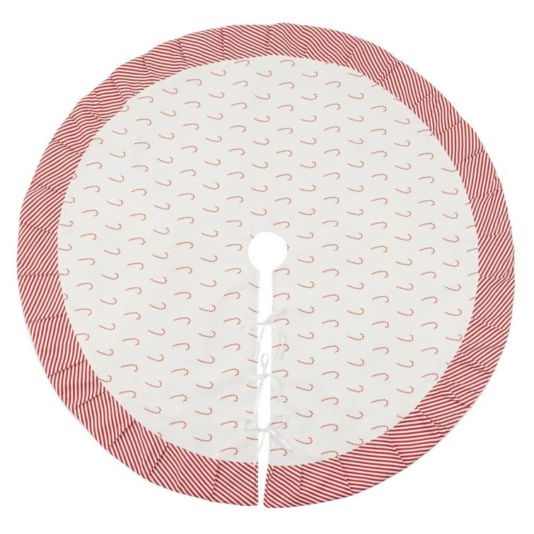 Red and White Candy Cane 56" Polyester Christmas Tree Skirt