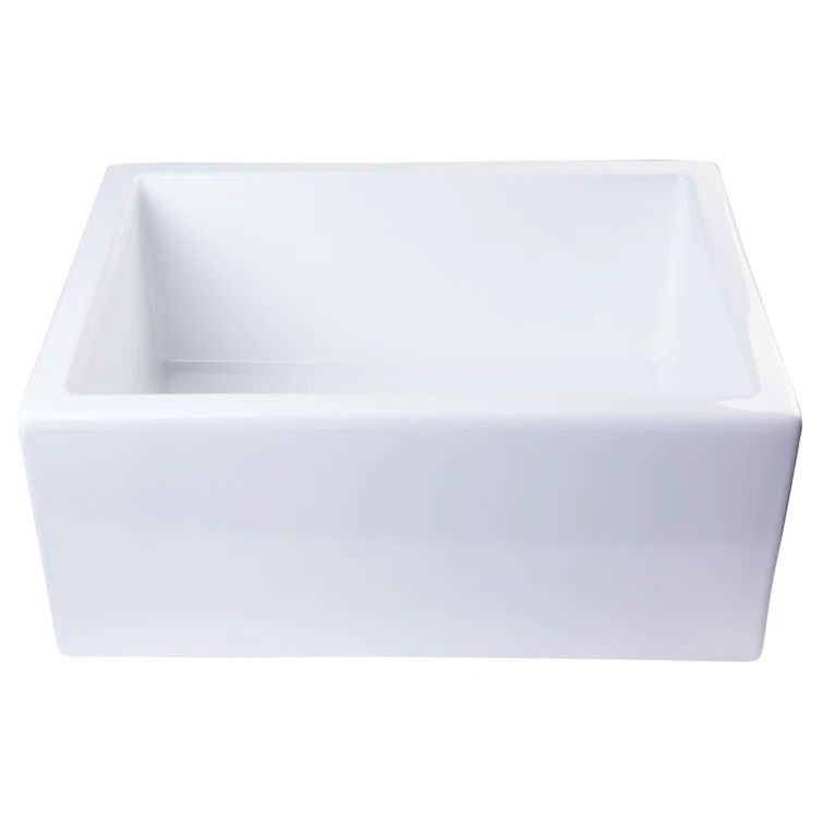 White Fireclay Farmhouse Drop-in Single Bowl Sink