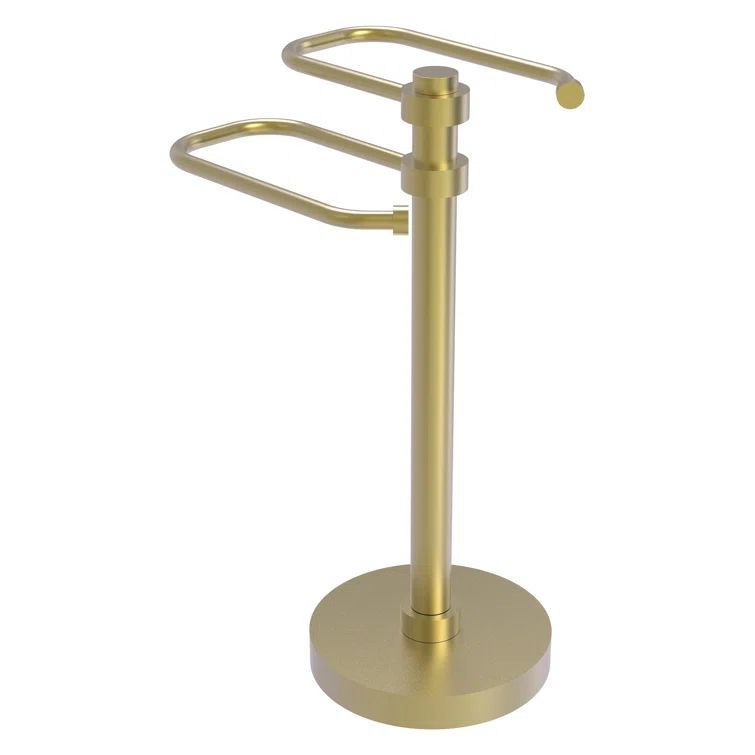 Satin Brass Freestanding Two Arm Guest Towel Holder