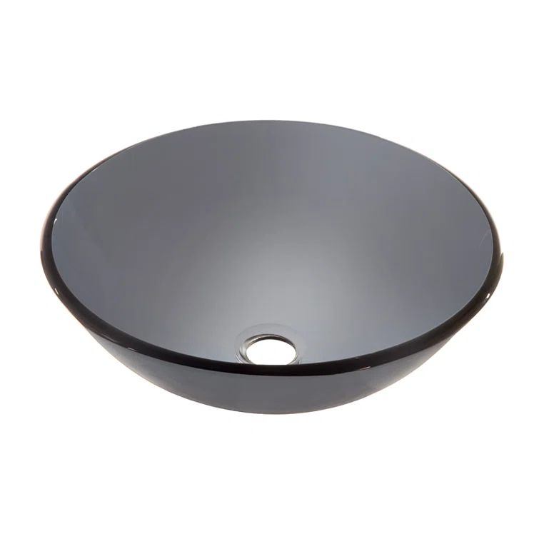 Gray Tempered Glass Round Above-Counter Vessel Sink