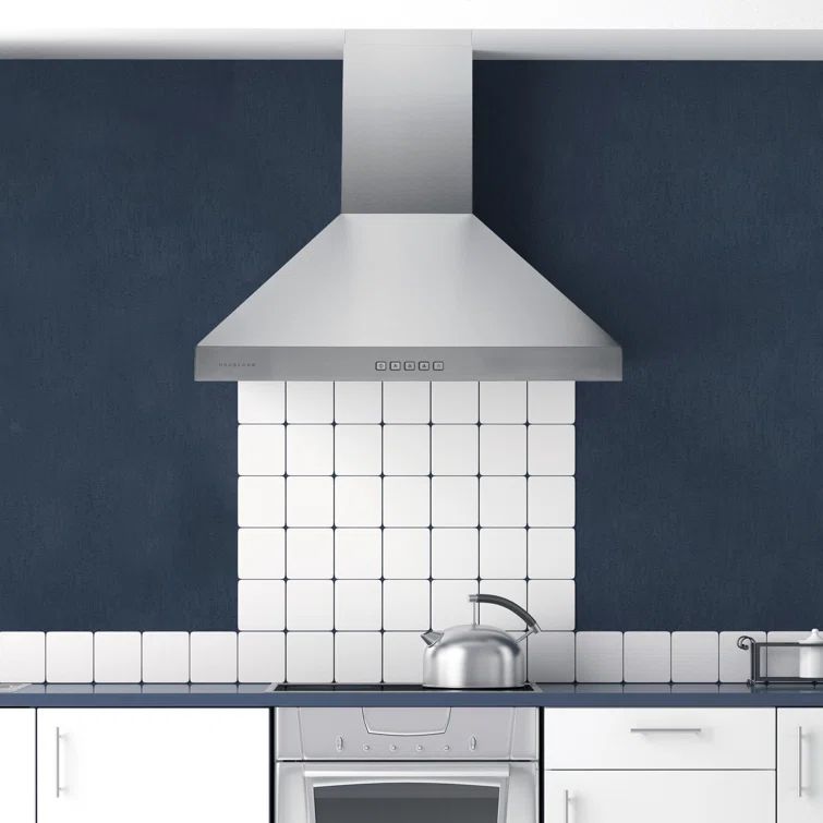 Stainless Steel Convertible Wall Mounted Range Hood with Charcoal Filter