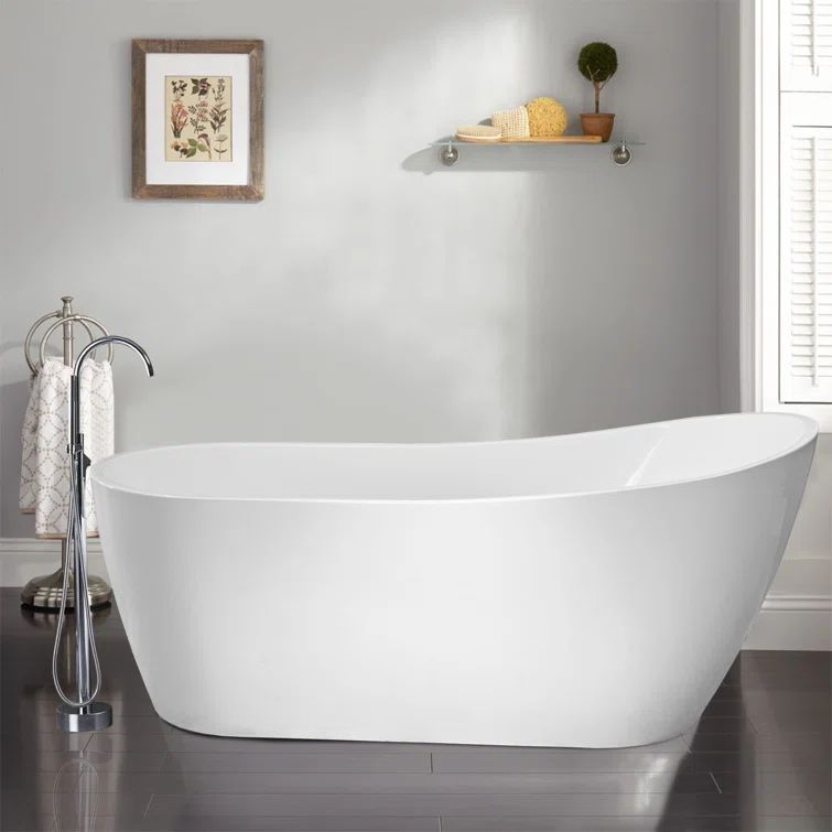 Amara 59" White Acrylic Freestanding Soaking Bathtub