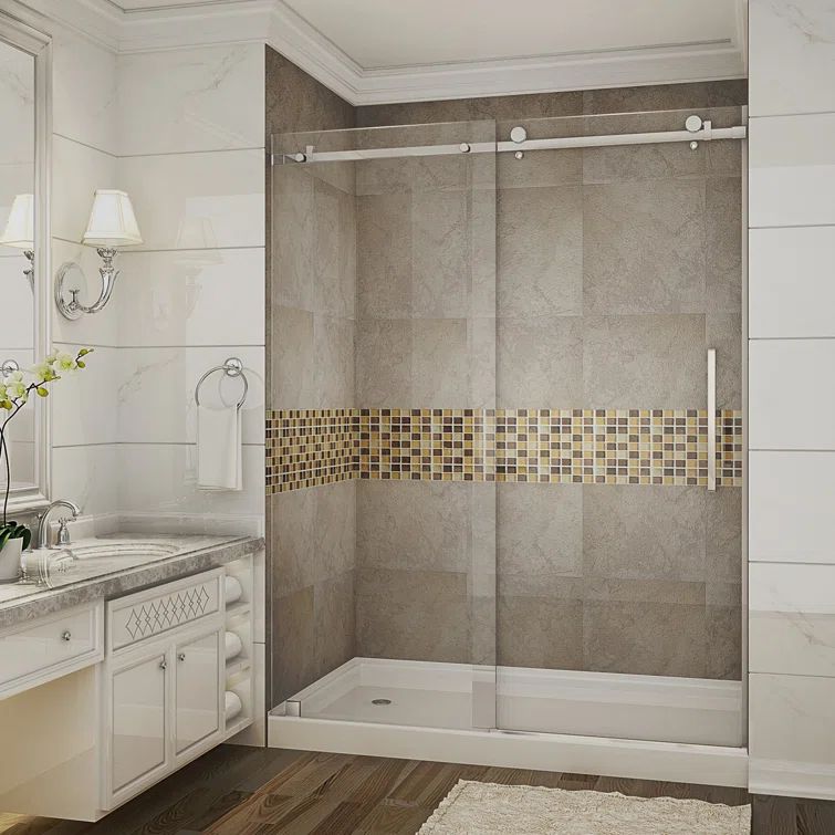 Moselle 60'' Stainless Steel Frameless Sliding Shower Door