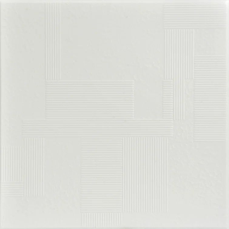Dove White Faux Tin 2x2 ft Glue-Up Ceiling Tile