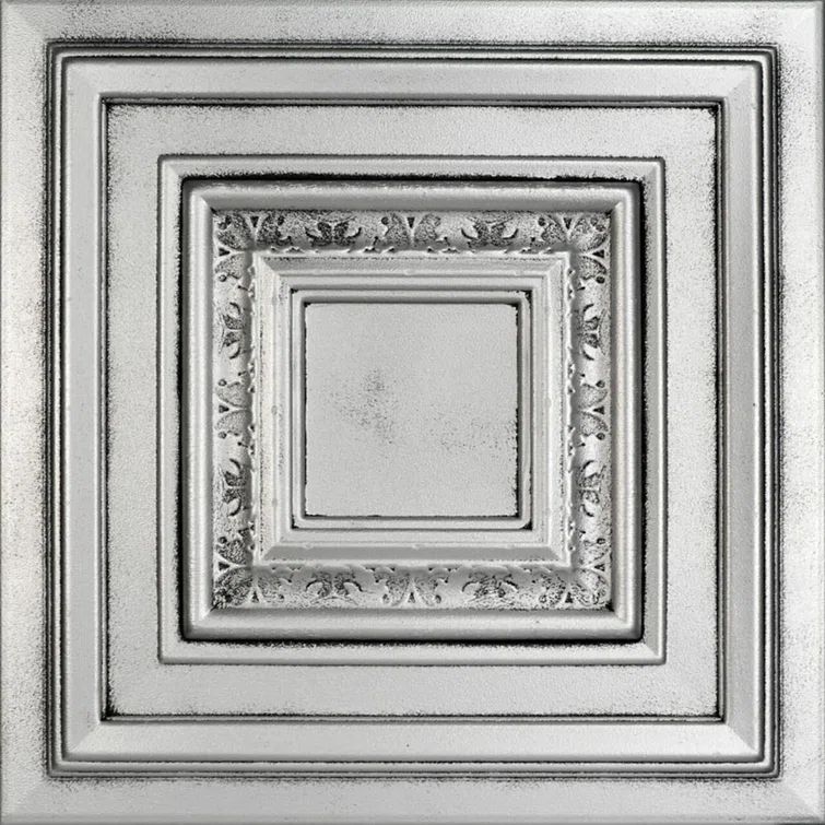 Antique Silver Faux Tin 2x2 Glue-Up Ceiling Tile