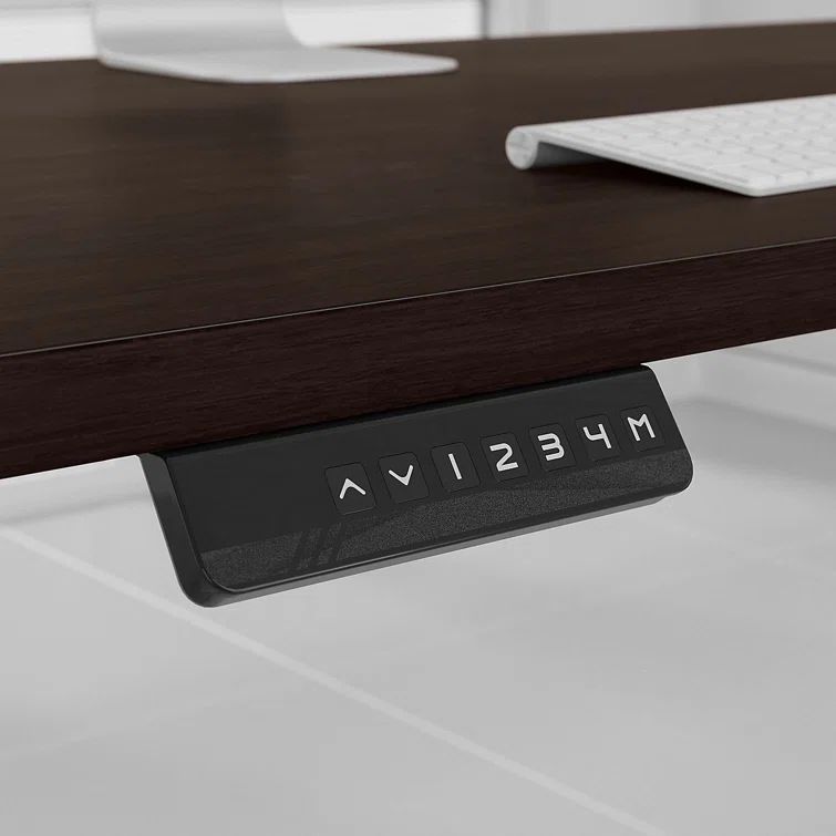 ErgoFlex Black Walnut and Cool Gray Electric Sit-Stand Desk 47.6"