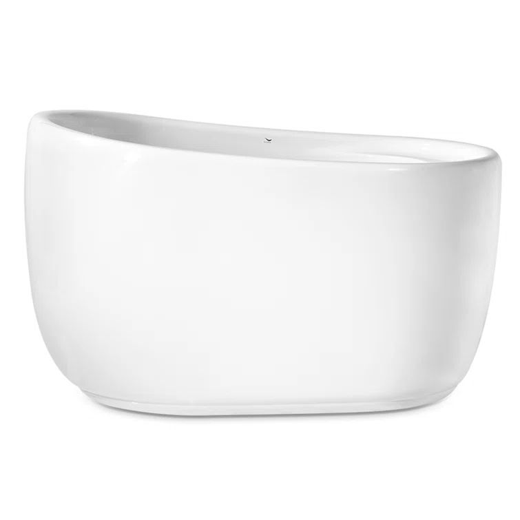 51" Glossy White Acrylic Freestanding Soaking Bathtub with Polished Gold Drain