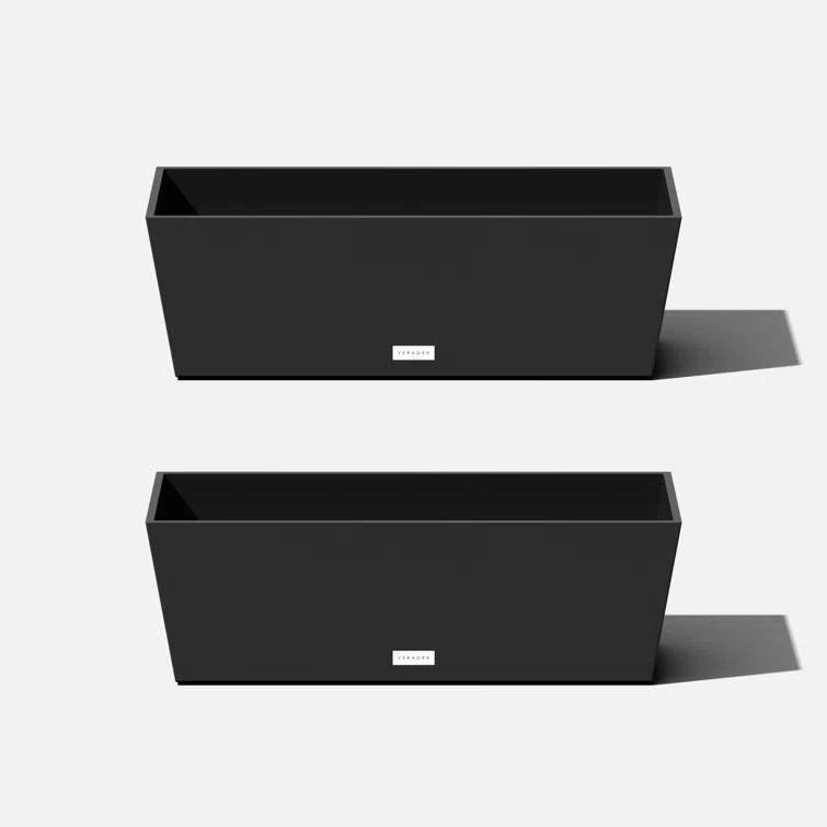 Sleek Slate 9-Gallon Rectangular Tapered Outdoor Planter