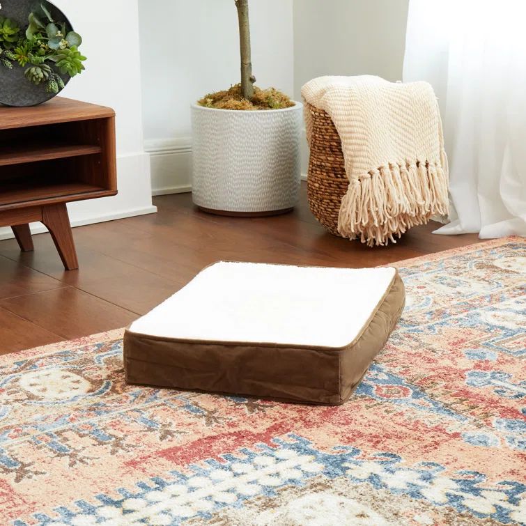 Latte X-Small Orthopedic Dog Bed with Sherpa Panel