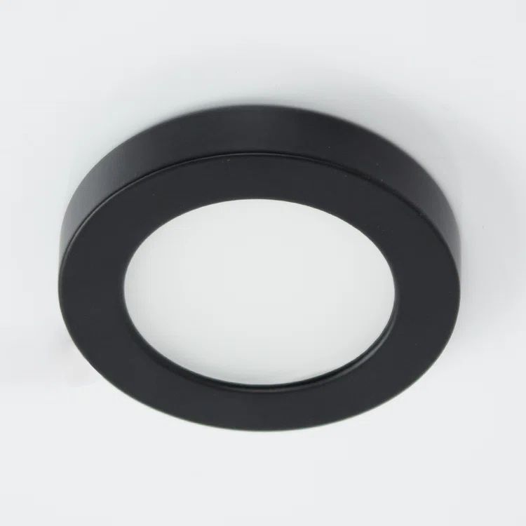 Black Round LED Under Cabinet Button Light
